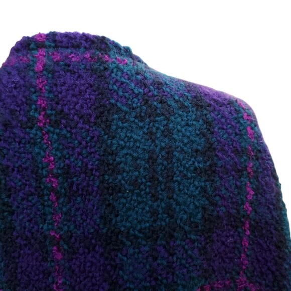 Boyne Valley Weavers Purple Green Wool Poncho Cape Irish Ireland One Size - Picture 11 of 13